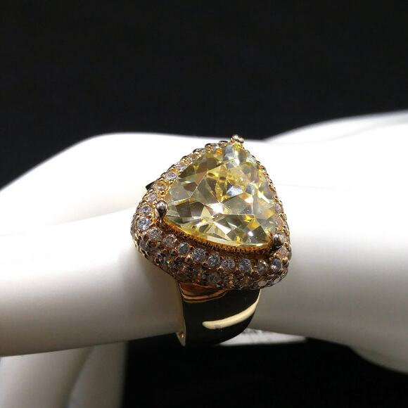 Bella Luce Yellow CZ Ring, 18K Gold Over Sterling Silver, Size 6, NOS w/ Tag - Picture 3 of 10